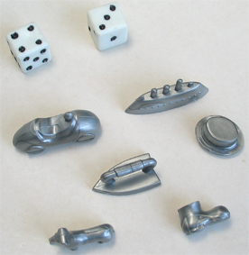 Grey, plastic tokens.