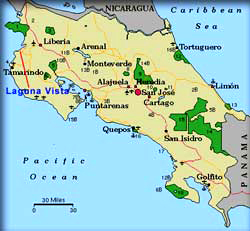 Map of Costa Rica.