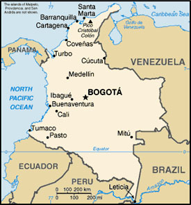 Map of Colombia.