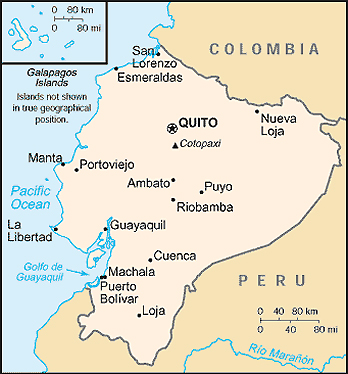 Map of Ecuador.