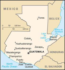 Map of Guatemala.