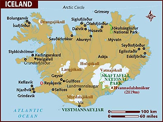 Map of Iceland.