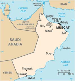 Map of Oman.