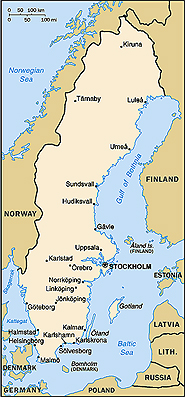 Map of Sweden.