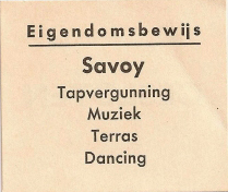 Savoy kaartje.