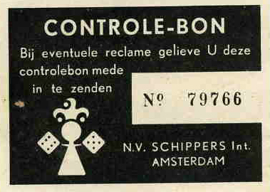 Controlebon van N.V.Schippers Int.