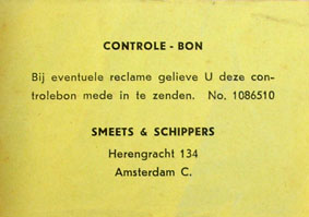 Geel controle bonnetje uit ±1963.
