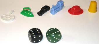 Different colored plastic tokens of the fifties.